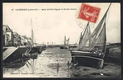 AK Le Croisic /Loire-Inf., Quai et Port Ciguet à marée basse