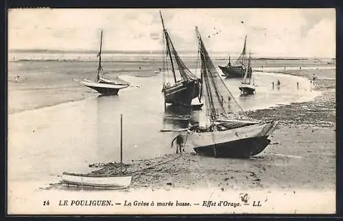 AK Le Pouliguen, La Gréve à marée basse, Effet d`Orage