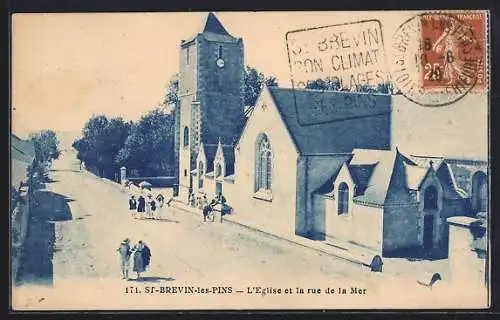 AK St-Brevin-les-Pins, L`Eglise et la rue de la Mer