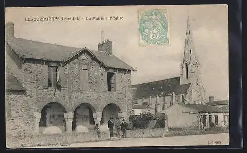 AK Les Sorinières /Loire-Inf., La Mairie et l`Eglise