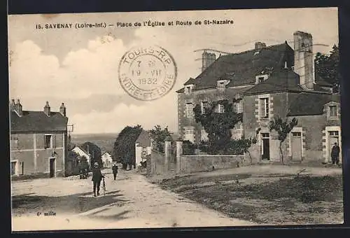 AK Savenay /Loire-Inf., Place de l`Église et Route de St-Nazaire