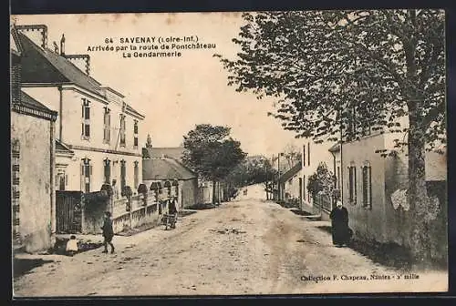 AK Savenay /Loire-Inf., Arrivée par la route de Pontchâteau, La Gendarmerie