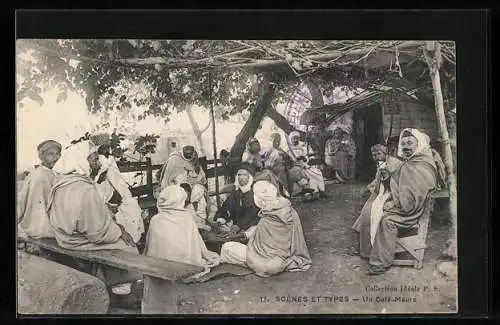 AK Algèrie, Un Café Maure, Mauren in schattigem Café