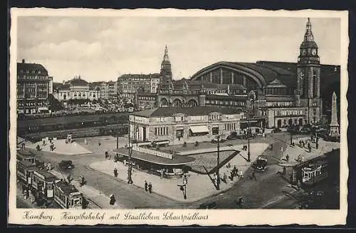 AK Hamburg-St.Georg, Strassenbahnhaltestelle am Hauptbahnhof