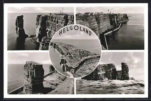 AK Helgoland, Lange Anna, Insel aus der Vogelschau