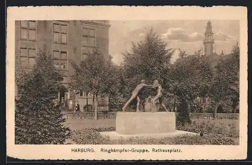 AK Harburg, Ringkämpfer-Gruppe am Rathausplatz