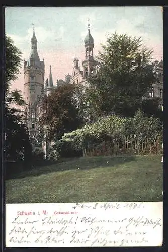 AK Schwerin / Mecklenburg, Blick zur Schlosskirche