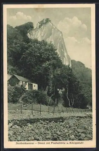 AK Stubbenkammer, Strand m. Fischerhütte & Königstuhl