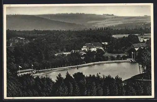 AK Langebrück /o.-S., Strandbad im Wildgrund aus der Vogelschau