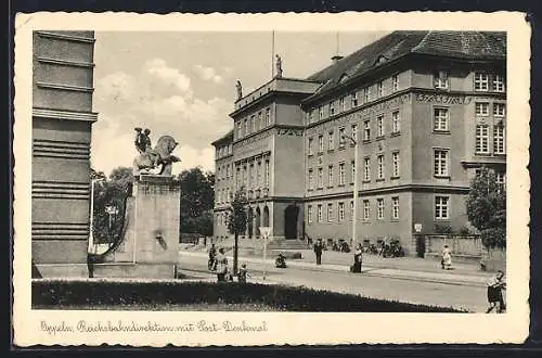 AK Oppeln, Reichsbahndirektion mit Post-Denkmal