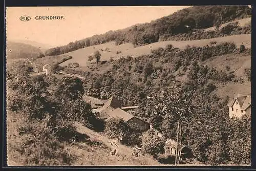 AK Grundhof, Ortsansicht aus der Vogelschau