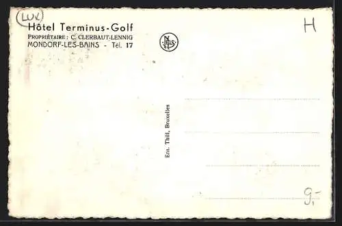 AK Mondorf-Les-Bains, Hotel Terminus-Golf, Propriétare: C. Clerbaut-Lennig