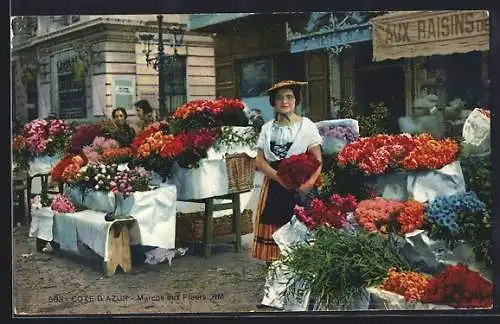 AK Cote d`Azur, Marche aux Fleurs, Blumenverkäuferin