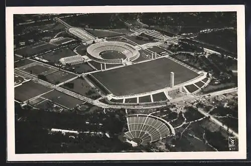 AK Berlin, Luftbild des Reichssportfeldes, Olmypia 1936, Olympia-Stadion