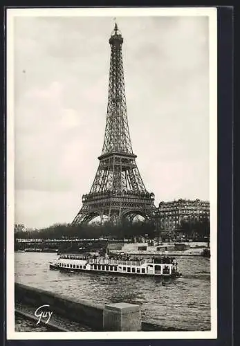 AK Paris, La Tour Eiffel, Fähre am Eiffelturm