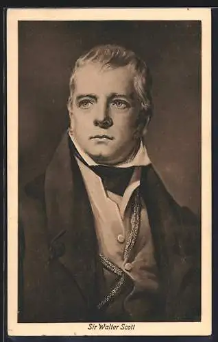 AK Sir Walter Scott mit Stehkragen und Blick in die Ferne