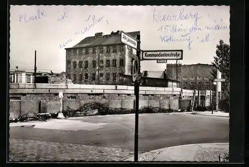 AK Berlin, Mauer an der Kommandantenstrasse Ecke Alte Jakobstrasse