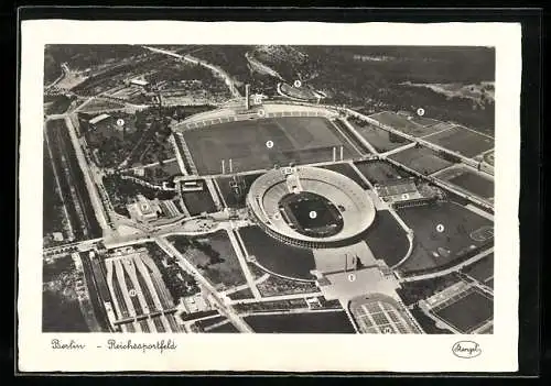 AK Berlin, Olympiade 1936, Reichssportfeld, Gesamtanlage, Luftbild