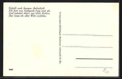 Künstler-AK Gallspach /O.-Oe., Mann verteilt Geld auf der Strasse