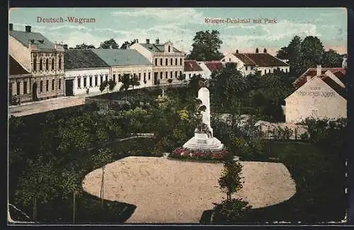 AK Deutsch-Wagram, Krieger-Denkmal mit Park