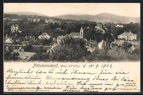 AK Pötzleinsdorf /Wien, Ortsansicht mit Kirche