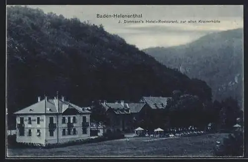 AK Baden-Helenenthal, J. Dietmann`s Hotel Restaurant zur alten Krainerhütte