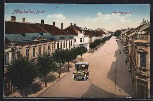 AK Amstetten, Wienerstrasse aus der Vogelschau