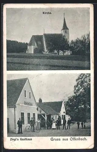 AK St. Oswald bei Plankenwarth, Offenbach, Kirche und Zingl`s Gasthaus