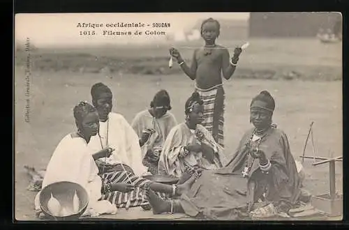 AK Sudan, Afrique Occidentale, Fileuses de coton