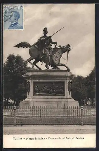 AK Torino, Piazza Solferino, Monumento al Duca di Genova