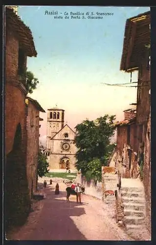 AK Assisi, La Basilica di S. Francesco vista da Porta S. Giacomo