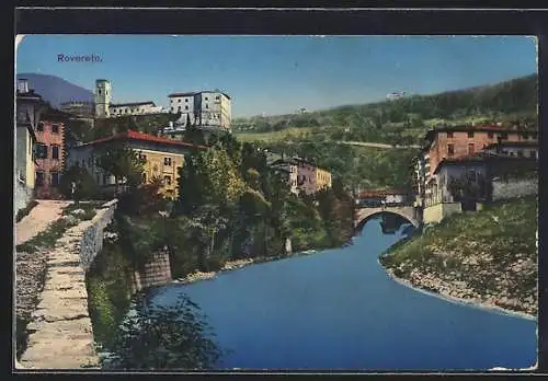 AK Rovereto, Ortspartie mit Brücke