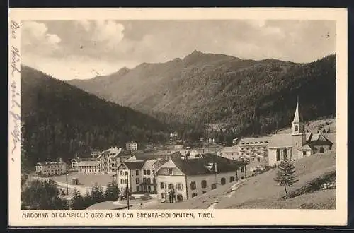 AK Madonna di Campiglio /Tirol, Panorama, Brenta-Dolomiten