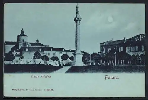 Mondschein-AK Ferrara, Piazza Ariostea