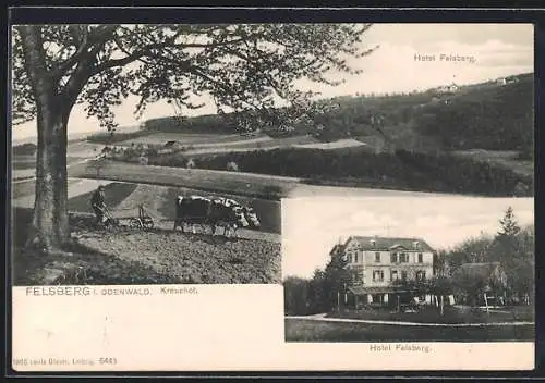 AK Felsberg / Odenwald, Ortsansicht mit Hotel Felsberg