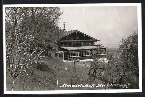 AK Grassau / Chiemgau, Gasthof Alm Strehtrumpf mit Blick ins Tal