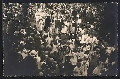 Foto-AK Oberlungwitz, Umzug zum Turnfest