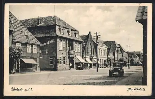 AK Bleckede a. E., Marktplatz mit Dittmer`s Hotel