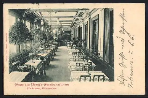 AK Hamburg-Othmarschen, Restaurant Groth`s Gesellschaftshaus, Wintergarten, Elbchaussee