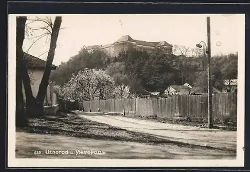 AK Uzhorod, Strassenpartie mit Blick auf die Festung