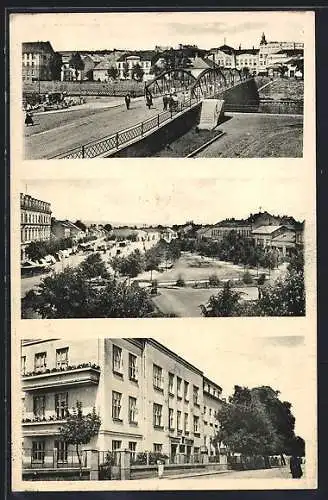 AK Uzhorod, Brücke mit Ortspanorama, Ortspartie mit Anlage, Gebäude