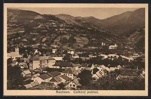 AK Rachov, Ortsansicht aus der Vogelschau