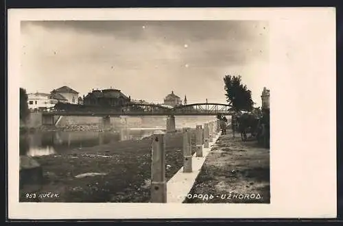 AK Uzhorod, Ortsansicht mit Brücke