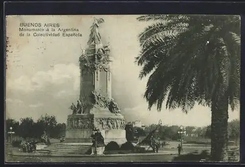 AK Buenos Aires, Monumento á la Argentina de la Colectividad Espanola