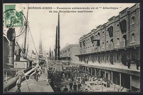 AK Buenos Aires, Pasajeros embarcando en el Atlantique de las Mensajerias maritimas, Hafen