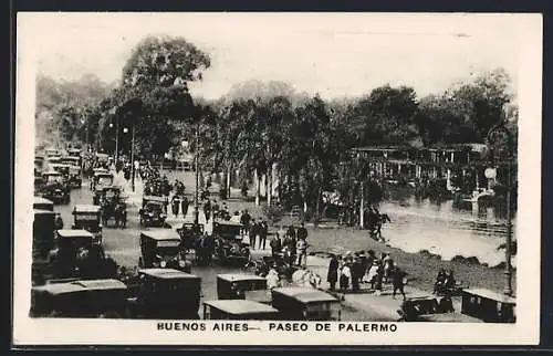 AK Buenos Aires, Paseo de Palermo mit Autos