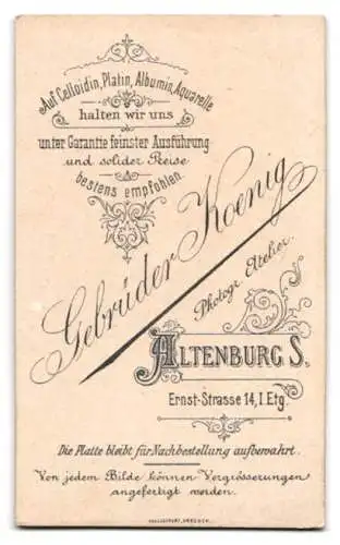 Fotografie Gebrüder Koenig, Altenburg, Ernst-Str. 14, Porträt eines ernsthaften Herrn