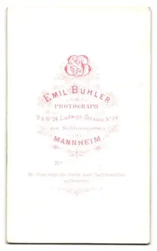Fotografie Emil Bühler, Mannheim, Ludwigs-Strasse 34, Portrait eines Herren mit Bart