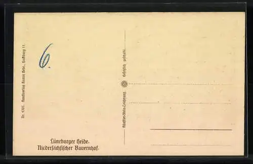 Steindruck-AK Lüneburg /Lüneburger Heide, Niedersächsischer Bauernhof