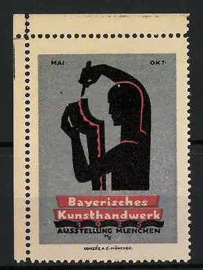 Reklamemarke München, Bayerisches Kunsthandwerk 1925, Messelogo